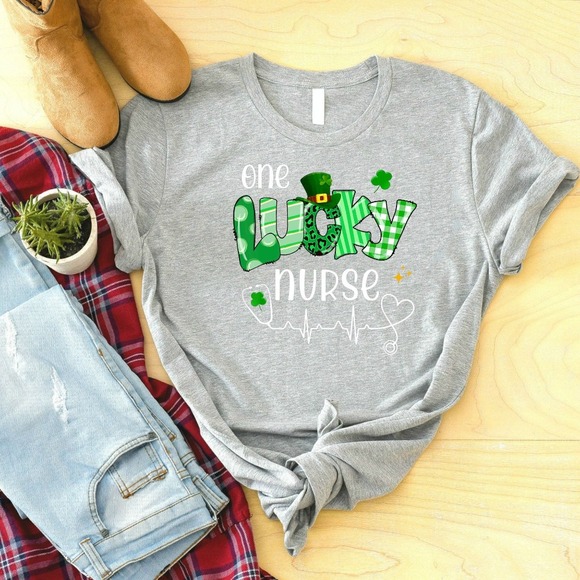 St Patrick's Day Shirt ,One Lucky Nurse Shirt, Happy St Patrick's Day Shirt - Picture 1 of 2